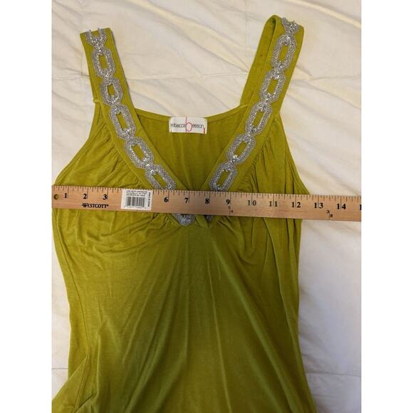 VTG Y2K Babydoll Cami Tank Top S Green Chain link Boho Chic Fairy Babydoll Club - Picture 6 of 7